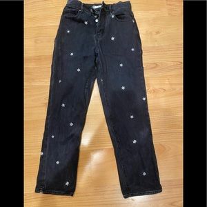 Pacsun Daisy Embroidered Black Denim - Size 23